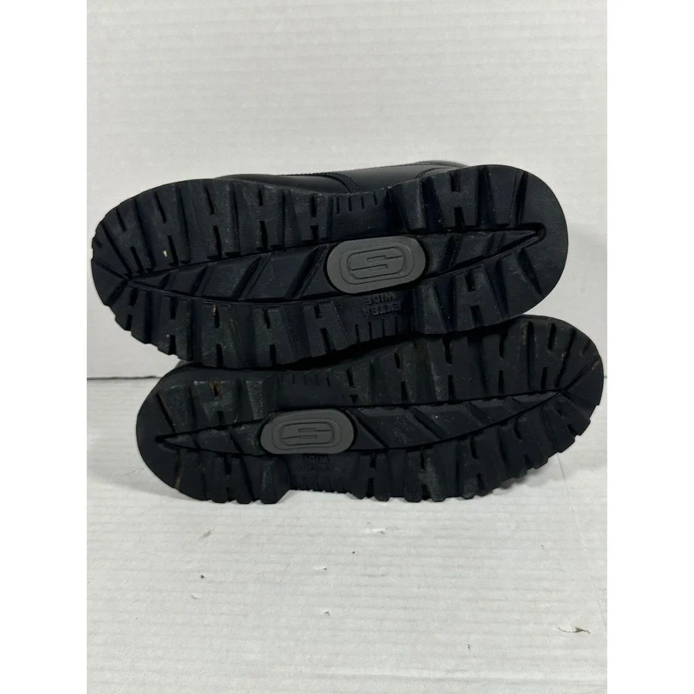 Skechers Mens Y2K Jammers4470EW Black Leather Extra Wide Fit Work Boots Size 9.5